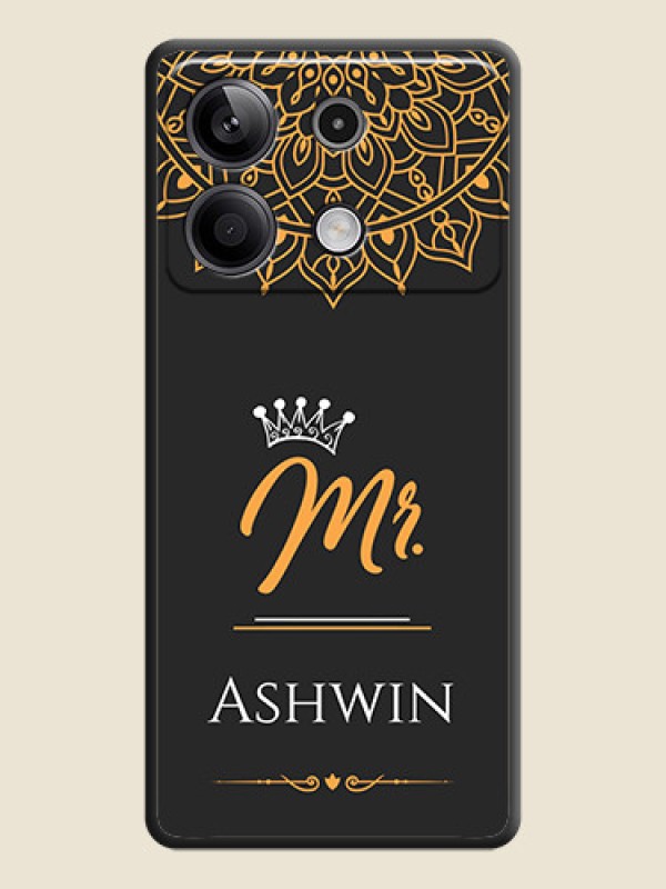 Custom Mr Name with Floral Design on Personalised Space Black Soft Matte Cases - Redmi Note 13 5G