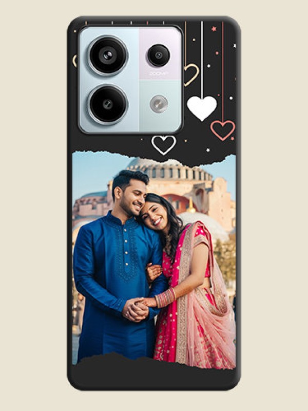 Custom Love Hangings with Splash Wave Picture on Space Black Custom Soft Matte Phone Back Cover - Redmi Note 13 Pro 5G