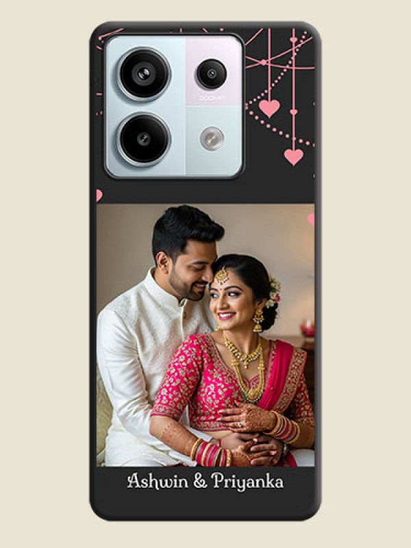 Custom Pink Love Hangings with Text on Space Black Custom Soft Matte Back Cover - Redmi Note 13 Pro 5G