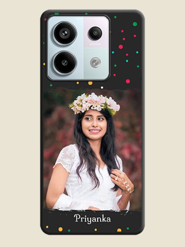 Custom Multicolor Dotted Pattern with Text on Space Black Custom Soft Matte Phone Back Cover - Redmi Note 13 Pro 5G