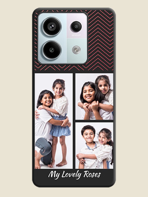 Custom Wave Pattern with 3 Image Holder on Space Black Custom Soft Matte Back Cover - Redmi Note 13 Pro 5G