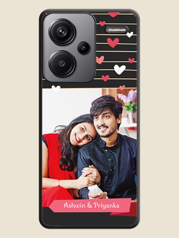 Custom Love Pattern with Name on Pink Ribbon  on Photo On Space Black Custom Soft Matte Mobile Back Cover - Redmi Note 13 Pro Plus 5G