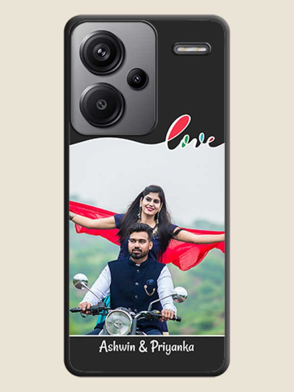 Custom Fall in Love Pattern with Picture on Photo On Space Black Custom Soft Matte Mobile Back Cover - Redmi Note 13 Pro Plus 5G