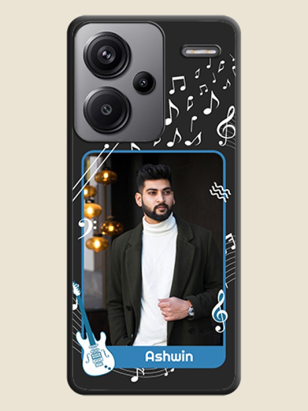 Custom Musical Theme Design with Text on Photo On Space Black Custom Soft Matte Mobile Back Cover - Redmi Note 13 Pro Plus 5G