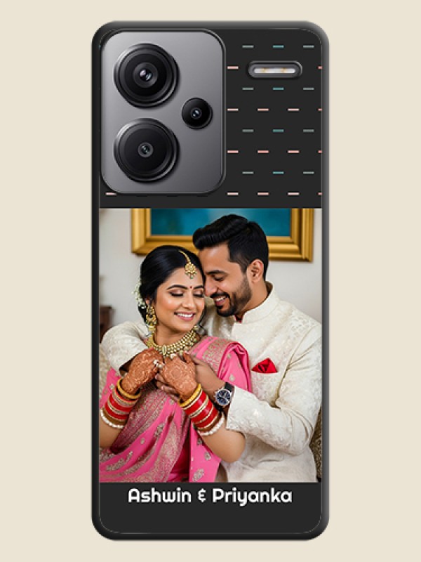 Custom Line Pattern Design with Text On Space Black Custom Soft Matte Mobile Back Cover - Redmi Note 13 Pro Plus 5G
