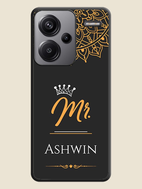 Custom Mr Name with Floral Design On Space Black Custom Soft Matte Mobile Back Cover - Redmi Note 13 Pro Plus 5G