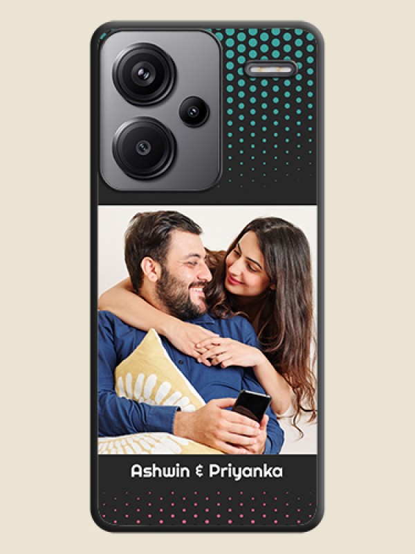 Custom Faded Dots with Grunge Photo Frame and Text On Space Black Custom Soft Matte Mobile Back Cover - Redmi Note 13 Pro Plus 5G