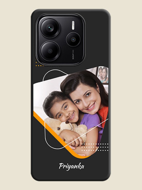 Custom Yellow Triangle on Photo On Space Black Custom Soft Matte Mobile Back Cover - Redmi Note 14 5G