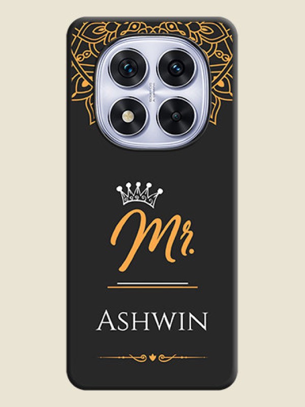 Custom Mr Name with Floral Design On Space Black Custom Soft Matte Mobile Back Cover - Redmi Note 14 Pro 5G