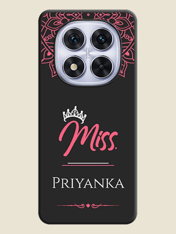 Custom Mrs Name with Floral Design On Space Black Custom Soft Matte Mobile Back Cover - Redmi Note 14 Pro 5G