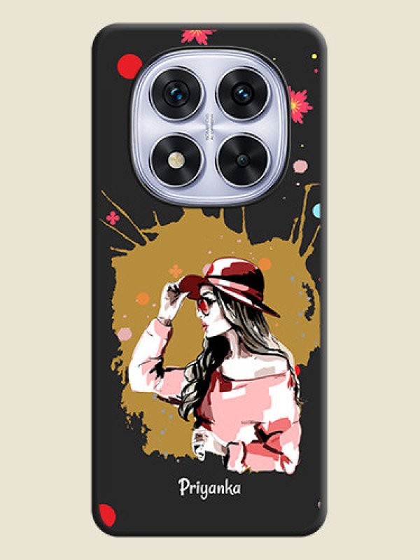 Custom Mordern Lady With Color Splash Background With Custom Text On Space Black Custom Soft Matte Mobile Back Cover - Redmi Note 14 Pro 5G