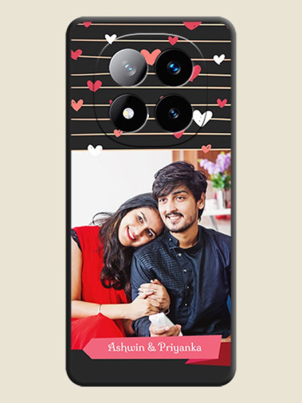 Custom Love Pattern with Name on Pink Ribbon on Photo On Space Black Custom Soft Matte Mobile Back Cover - Redmi Note 14 Pro Plus 5G