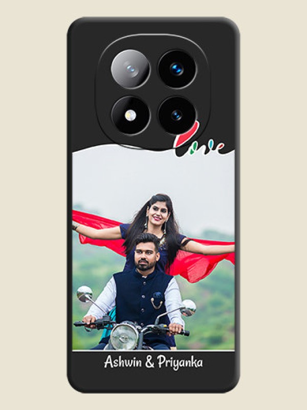 Custom Fall in Love Pattern with Picture on Photo On Space Black Custom Soft Matte Mobile Back Cover - Redmi Note 14 Pro Plus 5G