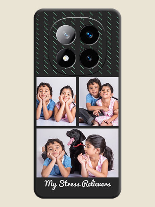 Custom Cross Dotted Pattern with 2 Image Holder On Space Black Custom Soft Matte Mobile Back Cover - Redmi Note 14 Pro Plus 5G