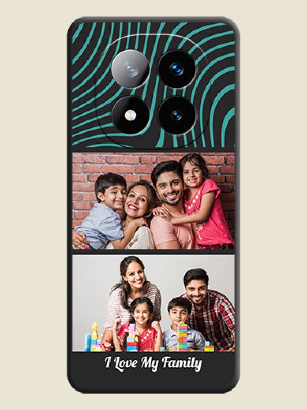 Custom Wave Pattern with 2 Image Holder On Space Black Custom Soft Matte Mobile Back Cover - Redmi Note 14 Pro Plus 5G