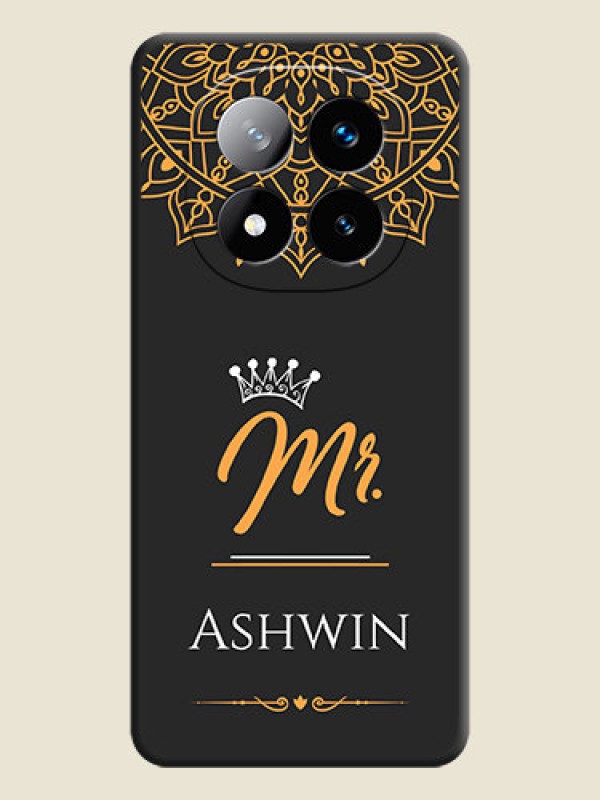 Custom Mr Name with Floral Design On Space Black Custom Soft Matte Mobile Back Cover - Redmi Note 14 Pro Plus 5G