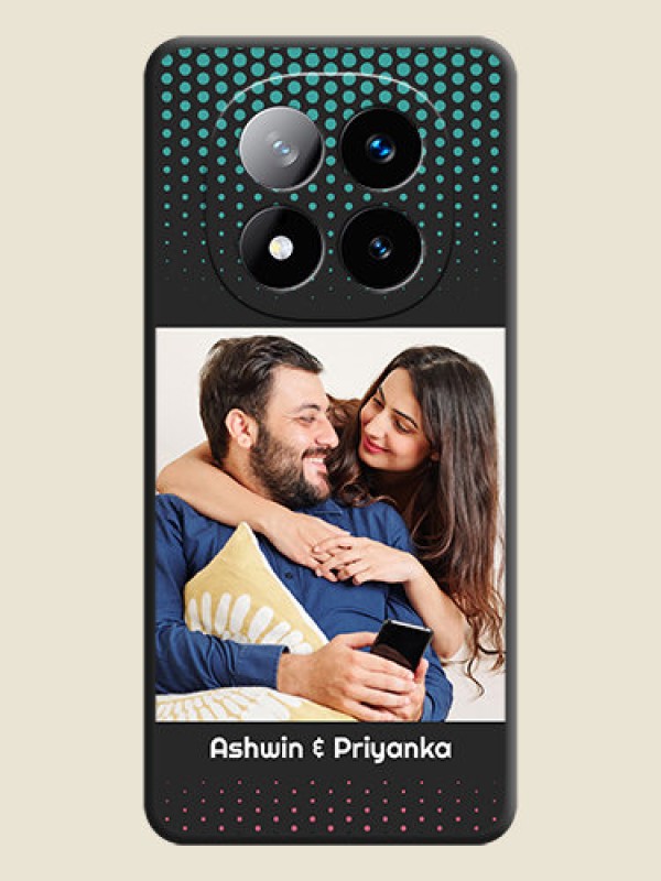 Custom Faded Dots with Grunge Photo Frame and Text On Space Black Custom Soft Matte Mobile Back Cover - Redmi Note 14 Pro Plus 5G