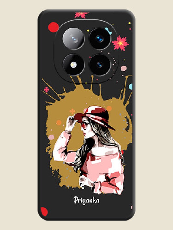 Custom Mordern Lady With Color Splash Background With Custom Text On Space Black Custom Soft Matte Mobile Back Cover - Redmi Note 14 Pro Plus 5G