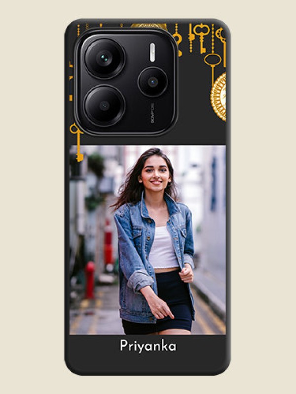 Custom Decorative Design with Text On Space Black Custom Soft Matte Mobile Back Cover - Redmi Note 14 SE 5G