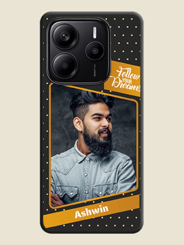 Custom Follow Your Dreams with White Dots On Space Black Custom Soft Matte Mobile Back Cover - Redmi Note 14 SE 5G