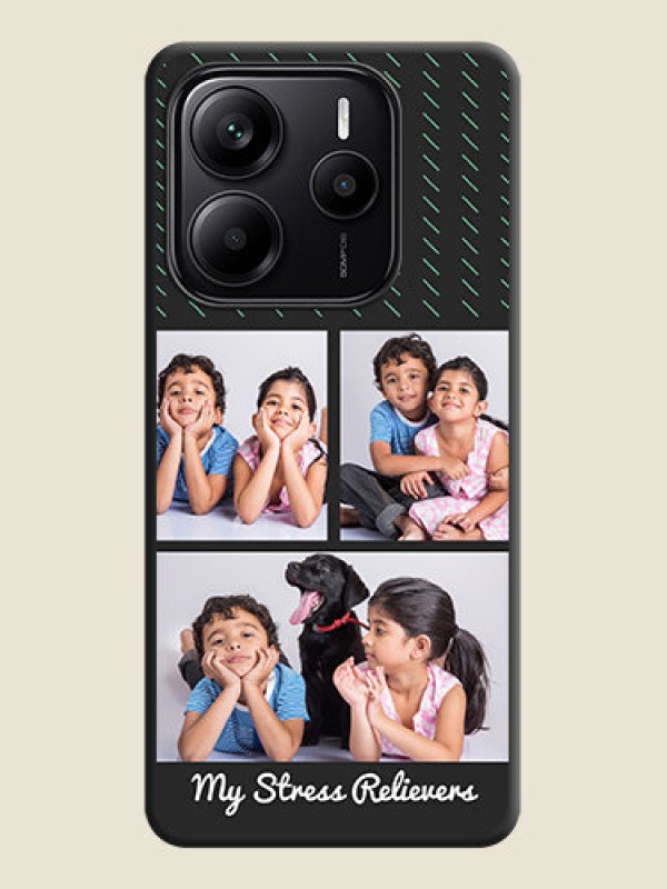 Custom Cross Dotted Pattern with 2 Image Holder On Space Black Custom Soft Matte Mobile Back Cover - Redmi Note 14 SE 5G