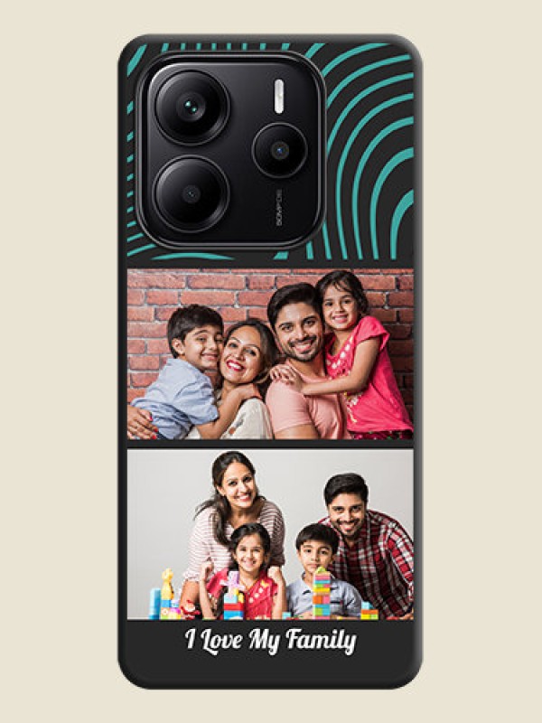 Custom Wave Pattern with 2 Image Holder On Space Black Custom Soft Matte Mobile Back Cover - Redmi Note 14 SE 5G
