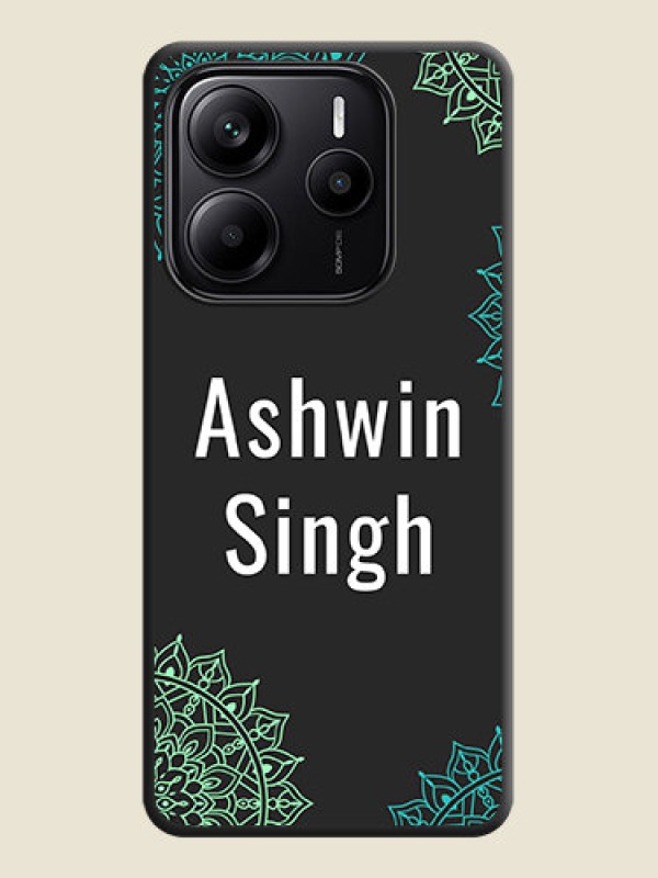 Custom Your Name with Floral Design On Space Black Custom Soft Matte Mobile Back Cover - Redmi Note 14 SE 5G