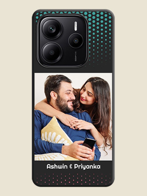 Custom Faded Dots with Grunge Photo Frame and Text On Space Black Custom Soft Matte Mobile Back Cover - Redmi Note 14 SE 5G
