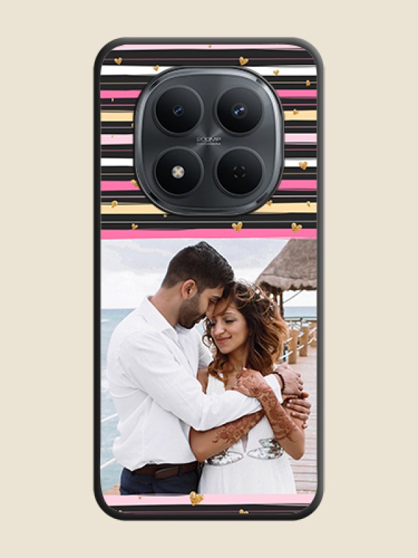 Custom Multicolor Lines and Golden Love Symbols Design on Photo On Space Black Custom Soft Matte Mobile Back Cover - Xiaomi Redmi Note 15 Pro 5G
