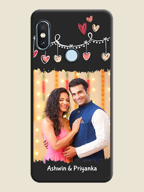 Custom Pink Love Hangings with Name On Space Black Custom Soft Matte Mobile Back Cover - Xiaomi Redmi Note 5 Pro