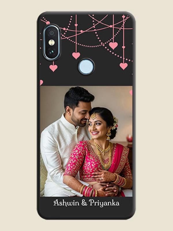 Custom Pink Love Hangings with Text On Space Black Custom Soft Matte Mobile Back Cover - Xiaomi Redmi Note 5 Pro