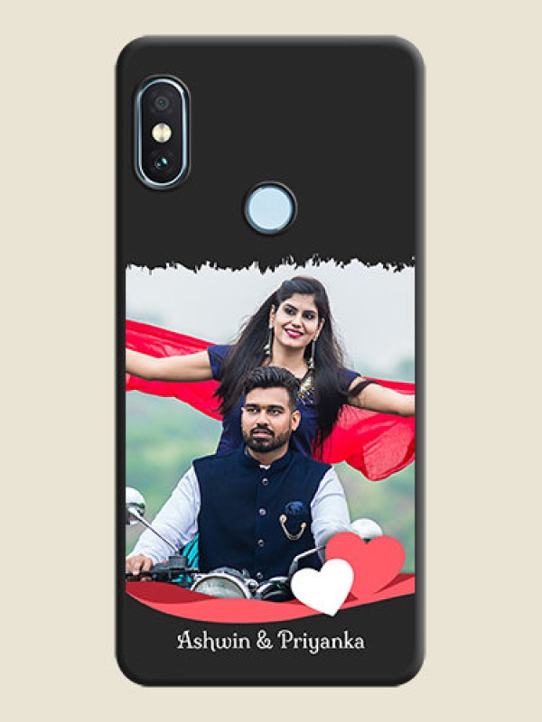 Custom Pin Color Love Shaped Ribbon Design with Text On Space Black Custom Soft Matte Mobile Back Cover - Xiaomi Redmi Note 5 Pro