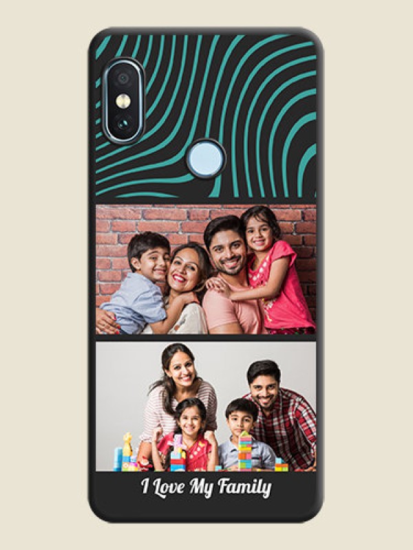 Custom Wave Pattern with 2 Image Holder On Space Black Custom Soft Matte Mobile Back Cover - Xiaomi Redmi Note 5 Pro