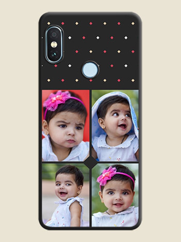 Custom Multicolor Dotted Pattern with 4 Image Holder On Space Black Custom Soft Matte Mobile Back Cover - Xiaomi Redmi Note 5 Pro
