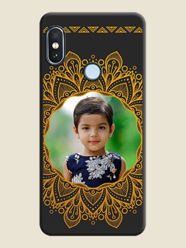 Custom Round Image with Floral Design On Space Black Custom Soft Matte Mobile Back Cover - Xiaomi Redmi Note 5 Pro