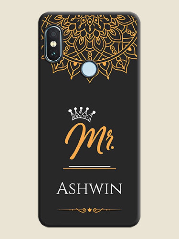Custom Mr Name with Floral Design On Space Black Custom Soft Matte Mobile Back Cover - Xiaomi Redmi Note 5 Pro