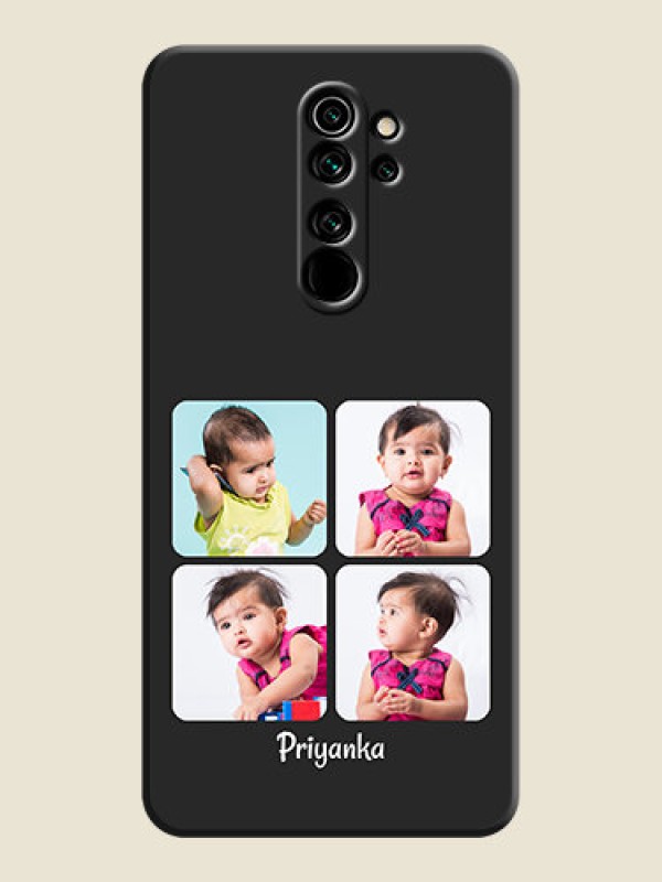Custom Floral Art with 6 Image Holder - Photo on Space Black Soft Matte Mobile Case - Redmi Note 8 Pro