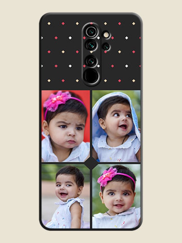 Custom Multicolor Dotted Pattern with 4 Image Holder on Space Black Custom Soft Matte Phone Cases - Redmi Note 8 Pro