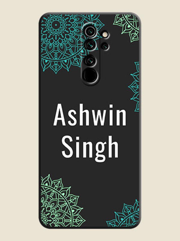 Custom Your Name with Floral Design on Space Black Custom Soft Matte Back Cover - Redmi Note 8 Pro