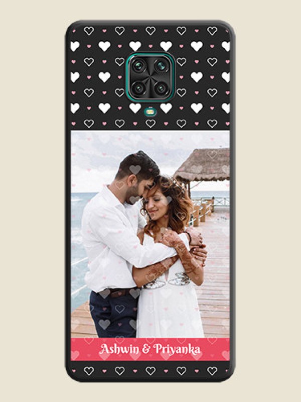 Custom White Color Love Symbols with Text Design on Photo on Space Black Soft Matte Phone Cover - Redmi Note 9 Pro Max
