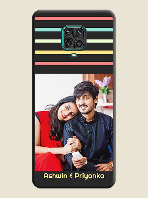 Custom Color Stripes with Photo and Text on Photo on Space Black Soft Matte Mobile Case - Redmi Note 9 Pro Max