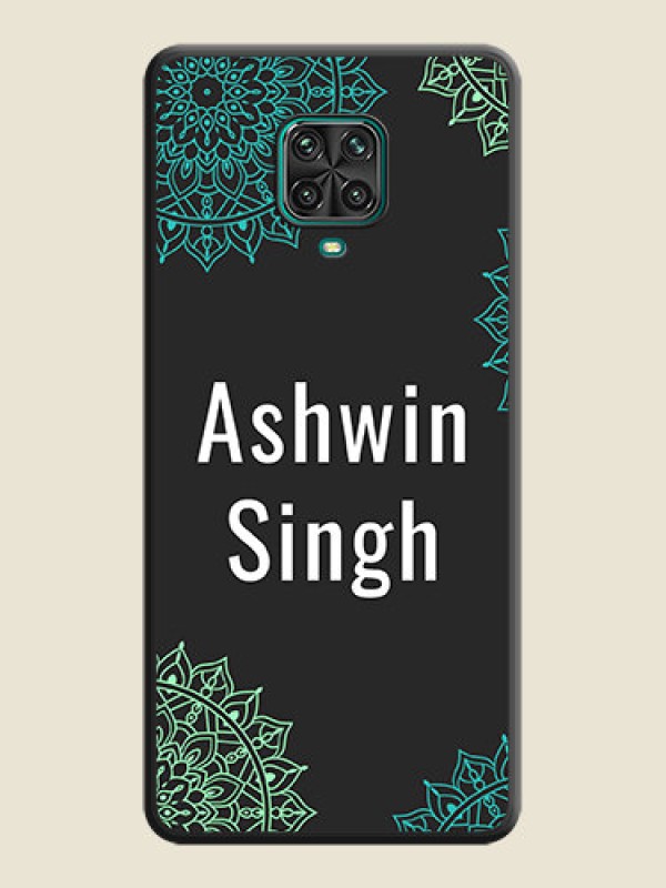 Custom Your Name with Floral Design on Space Black Custom Soft Matte Back Cover - Redmi Note 9 Pro Max