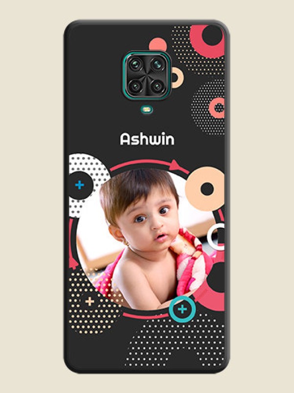Custom Multicoloured Round Image on Personalised Space Black Soft Matte Cases - Redmi Note 9 Pro