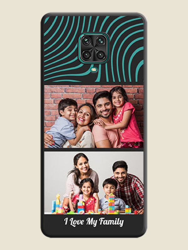 Custom Wave Pattern with 2 Image Holder on Space Black Personalized Soft Matte Phone Covers - Redmi Note 9 Pro