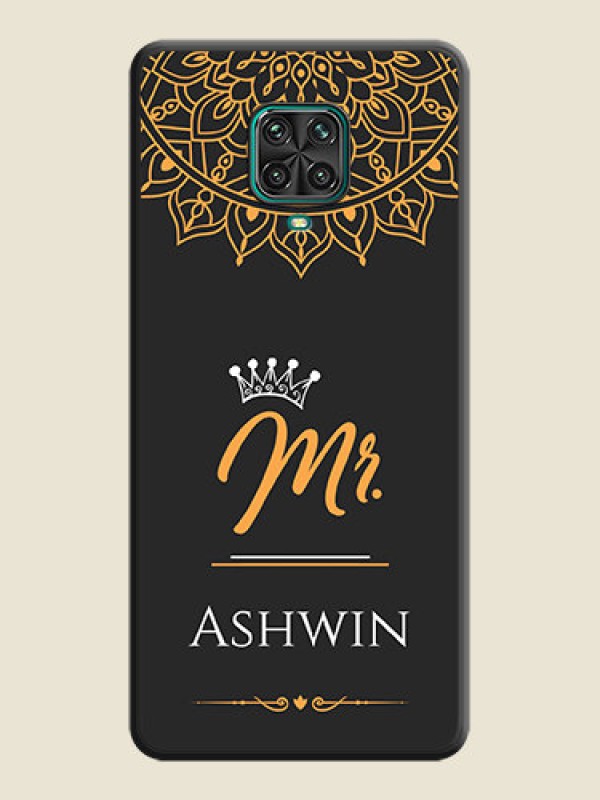 Custom Mr Name with Floral Design  on Personalised Space Black Soft Matte Cases - Redmi Note 9 Pro