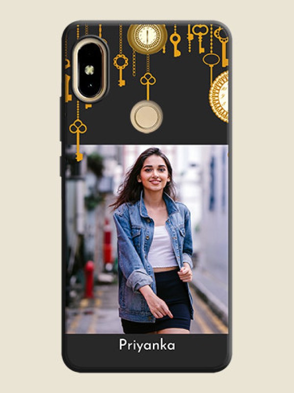 Custom Decorative Design with Text on Space Black Custom Soft Matte Back Cover - Redmi S2