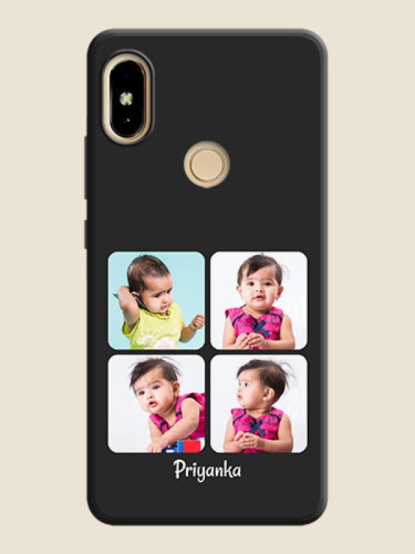 Custom Floral Art with 6 Image Holder on Photo on Space Black Soft Matte Mobile Case - Redmi S2