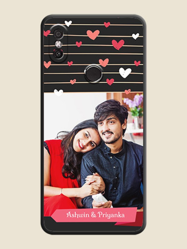 Custom Love Pattern with Name on Pink Ribbon  - Photo on Space Black Soft Matte Back Cover - Redmi Y2