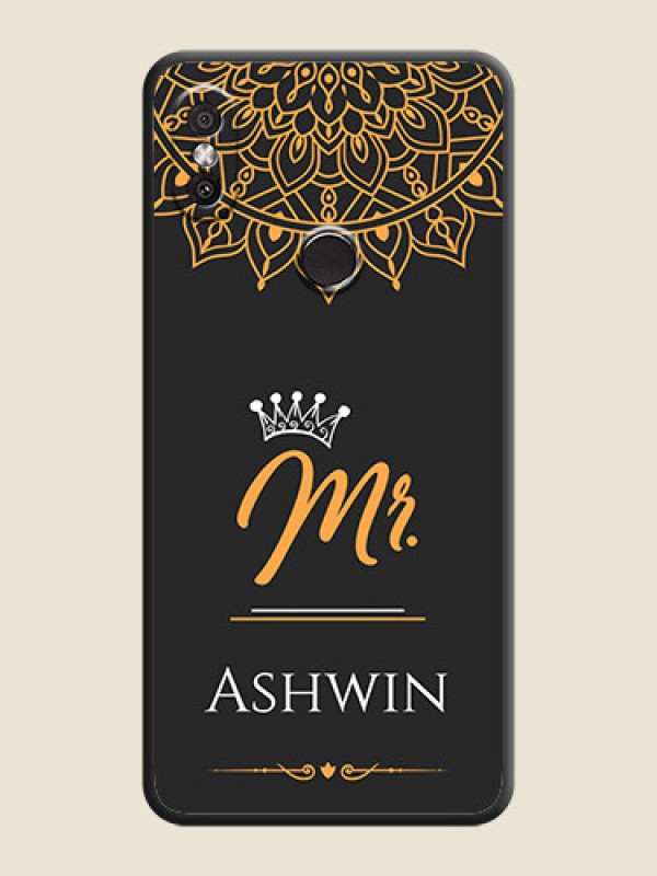 Custom Mr Name with Floral Design  on Personalised Space Black Soft Matte Cases - Redmi Y2