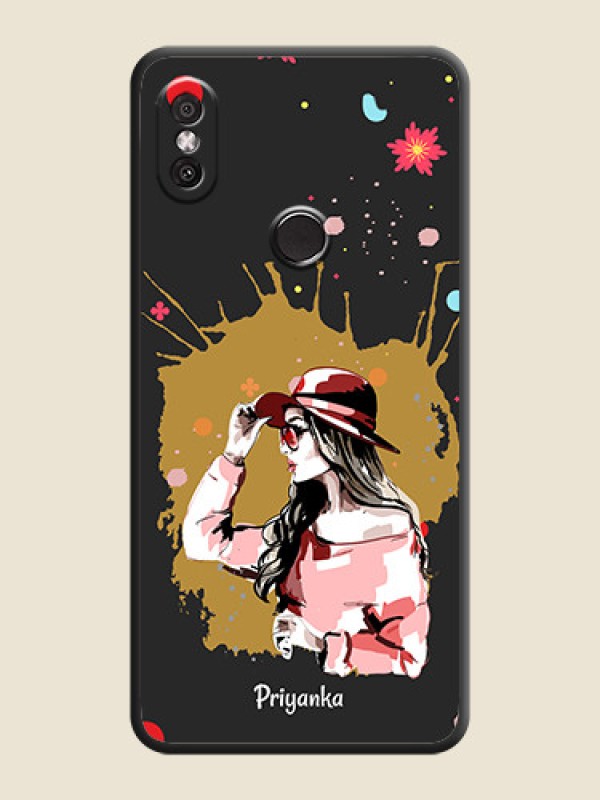 Custom Mordern Lady With Color Splash Background With Custom Text On Space Black Personalized Soft Matte Phone Covers -Xiaomi Redmi Y2